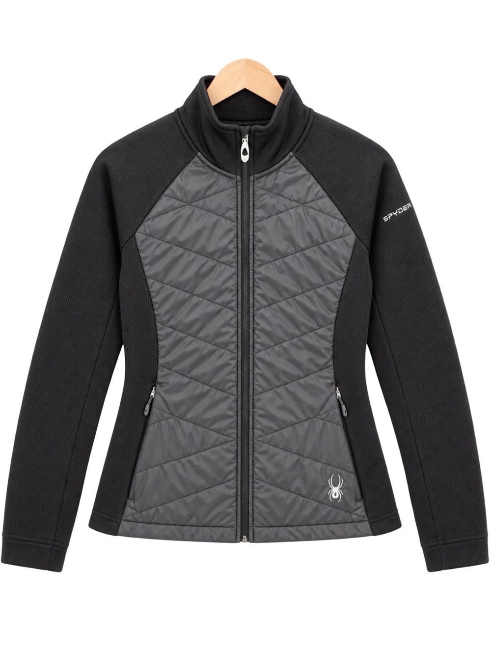 black Spyder Nova Hybrid Sweater Fleece full zip Jacket Gorpcore techwear M